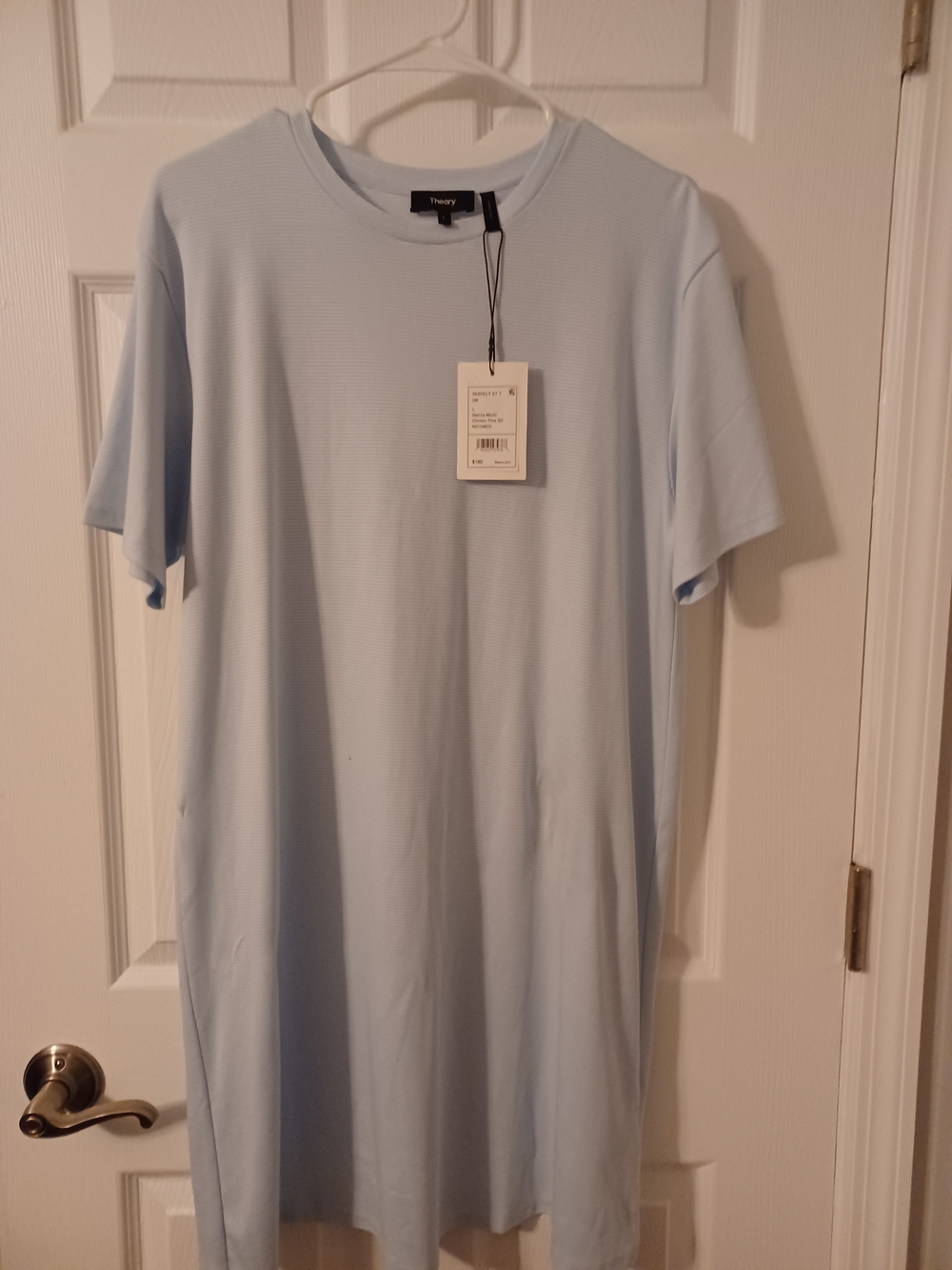 Theory Light Blue Short Sleeve Crew T-Shirt Dress